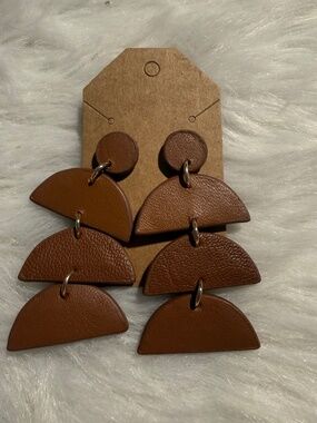 Chico's Brown Leather Dangling Earrings